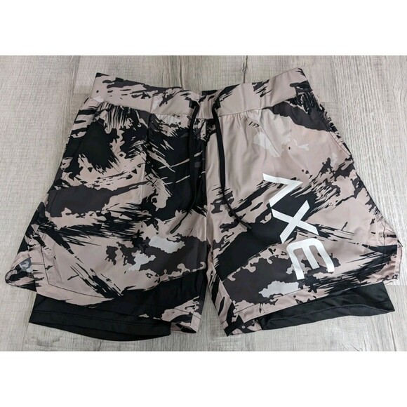 Alpine Slate Camo Axe Training Shorts Gym Running Stretch Gray Black Men's 2XL - Picture 1 of 10